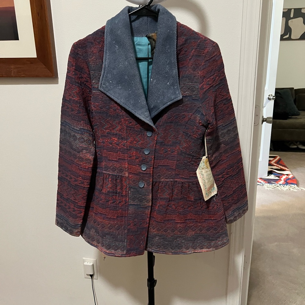 Aratta Red and Blue Textured Blazer NWT